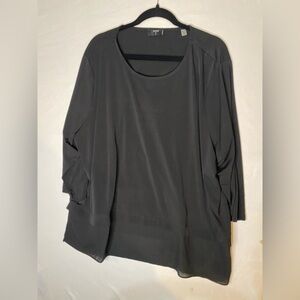 Tahari Charcoal Long Sleeve Top